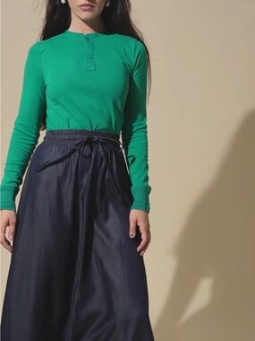 Green Long Sleeve Henley Top